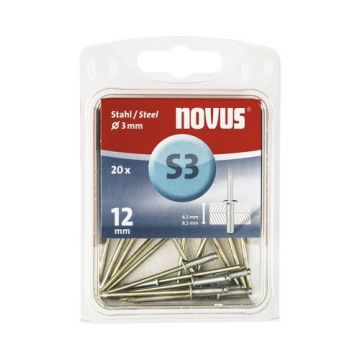 Novus rivet blinkklinknagel S3 X 12 acier S, 20 pcs. (045-0035)
