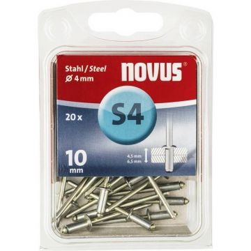 Novus rivet blinkklinknagel S4 X 10 acier S, 20 pcs. (045-0036)