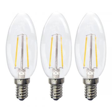 Bailey LEDlamp filament helder kaars E14 warmwit 2700K 2W 220lm 3 stuks (142722)