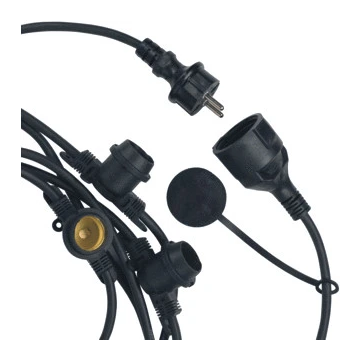 Bailey lichtsnoer 50 fittingen E27 2x1,5 mm2 50 meter IP44 - zwart (142611)