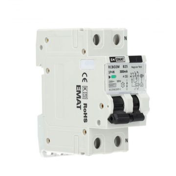 EMAT differentieelautomaat 1-polig+nul 25A B-kar 300mA 2 modules (85006040)
