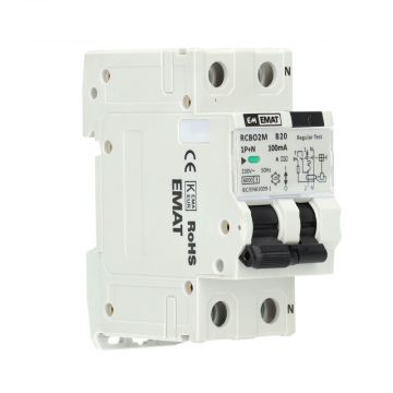 EMAT differentieelautomaat 1-polig+nul 20A B-kar 100mA 2 modules (85006046)