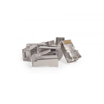 RJ45 connector CAT5e shielded - geschikt voor soepele en stugge kern - per 10 stuks (DC-RJ45-FTP5-10)