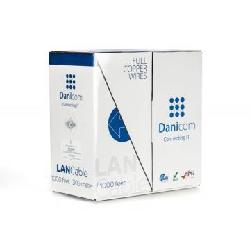 Danicom CAT6 U/UTP kabel stug LSZH rol van 305 meter - blauw (DC-UTP6-305S-ECA)