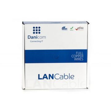 Danicom CAT6a S/FTP kabel stug LSZH van rol 50 meter - blauw (DC-SFTP6A-50S-ECA)