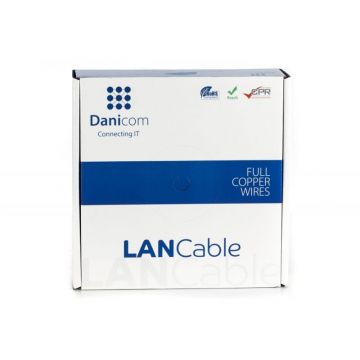 Danicom CAT7 S/FTP kabel stug LSZH rol van 100 meter - oranje (DC-SFTP7-100S-ECA)