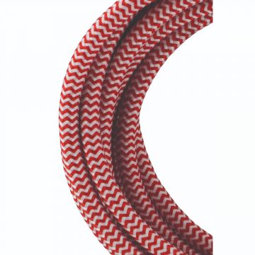 Bailey textielsnoer 3 meter 2x0,75 mm2 - rood/wit (139686)