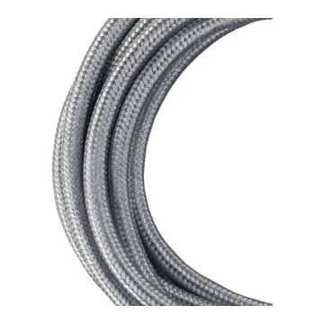 Bailey textielsnoer 3 meter 2x0.75 mm2 - metallic zilver (140312)