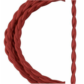 Bailey textielsnoer 3 meter 2x0,75 mm2 - rood gedraaid (140707)