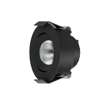 INTERLight inbouwspot kantelbaar dimbaar rond zwart 4W 230lm 2700K incl. driver Ø50mm - zaagmaat Ø44mm IP44 (IL-DCM4TK27B)