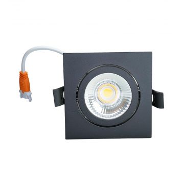 LED Republic waterdichte inbouwspot vierkant zwart 5W 450lm 2700K IP65 zaagmaat Ø75mm - diameter 85mm