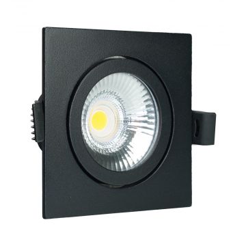 LED Republic waterdichte inbouwspot vierkant zwart 5W 450lm 2700K IP65 zaagmaat Ø75mm - diameter 85mm