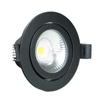 LED Republic waterdichte inbouwspot rond zwart 5W 450lm 2700K IP65 zaagmaat Ø75mm - diameter 85mm