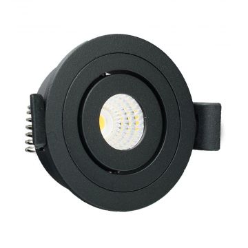 LED Republic waterdichte inbouwspot klein zwart 4W 280lm 2700K IP44 zaagmaat Ø53mm - diameter 61