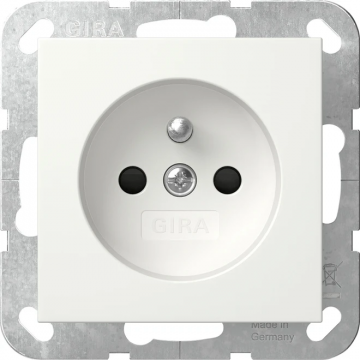 Gira stopcontact met penaarde - systeem 55 zuiver wit glazend (448503)