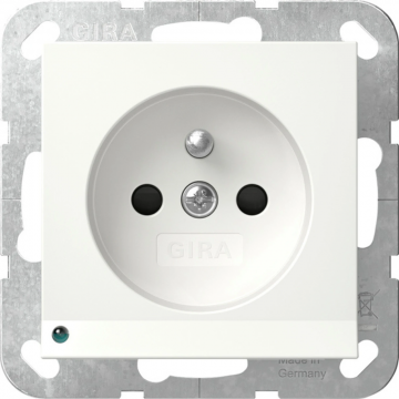 Gira stopcontact met penaarde en orientatielicht - syteem 55 zuiver wit glazend (448503)