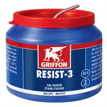 GRIFFON draadsoldeer tin/koper 97/3 massief diameter 2mm RESIST-3 pot 500gr (1236295)