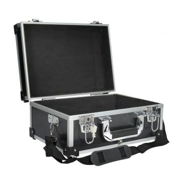 Kreator aluminium koffer met sloten en schouderriem 320x230x160mm - zwart (KRT640106B)