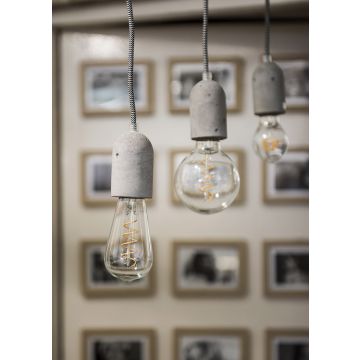 Bailey hanglamp beton E27 met 1,5 meter textielsnoer (139711)