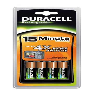 Duracell univerele batterijlader voor AAA/AA CEF 27 incl. 2x AA + 2x AAA batterijen 4 stuks (D036529)