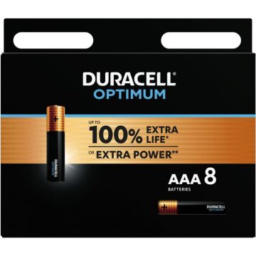 Duracell Optimum alkaline batterijen AAA 1,5V - verpakking 8 stuks (D137714)