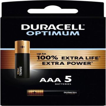 Duracell Optimum alkaline batterijen AAA 1,5V - verpakking 5 stuks (D137790)