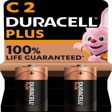 Duracell Plus alkaline batterijen 100 C 1,5V - verpakking 2 stuks (D141827)