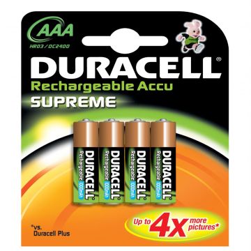 Duracell oplaadbare batterijen Ultra AAA 1,2V - verpakking 4 stuks (D203822)