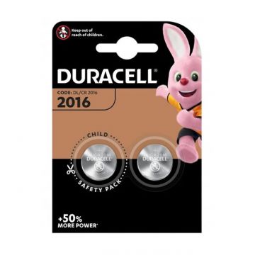 Duracell knoopcel batterijen Lithium CR2016 3V - verpakking 2 stuks (D203884)