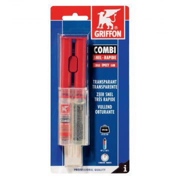 GRIFFON Combi Snel glasheldere 2-componenten epoxylijm - dubbelspuit 24ml - transparant (6304033)