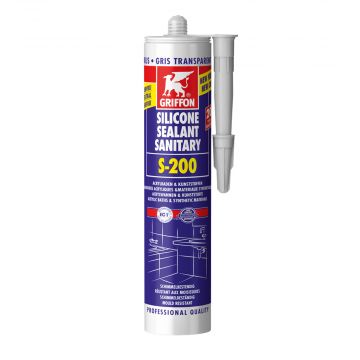 GRIFFON Silicone Sanitaire S-200 zuurvrije sanitairkit (o.a. acryl en tegels) - koker 300ml - transparant grijs (6315515)