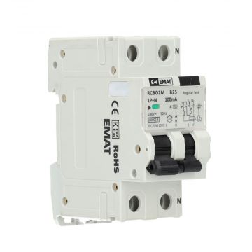 EMAT differentieelautomaat 1-polig+nul 25A B-kar 100mA 2 modules (85006056)
