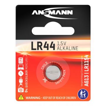 Ansmann batterij alkaline knoopcel LR44 / LR1154 / AG13 / 1,5V - verpakking per 1 stuk (5015303)