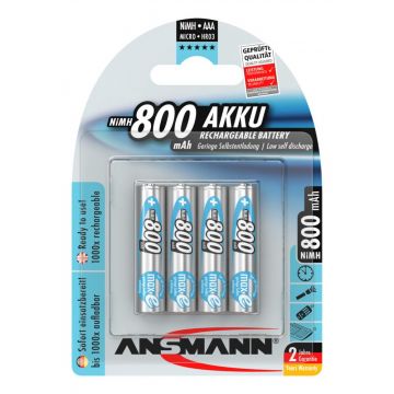 Ansmann oplaadbare batterij NiMH AAA 1.2V 800mAh - verpakking per 4 stuks (5035042)