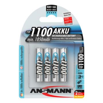 Ansmann oplaadbare batterij NiMH AAA 1.2V 1.100mAh - verpakking per 4 stuks(5035232)