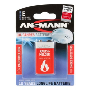 Ansmann Lithium batterij 9V rookmelder - verpakking per 1 stuk (5021023-01)