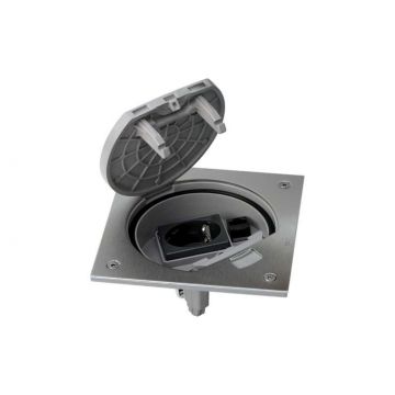Simon K45 waterdichte vloerstopcontact en RJ45 CAT6 aansluiting - RVS IP66 (KSE26U/23/72)