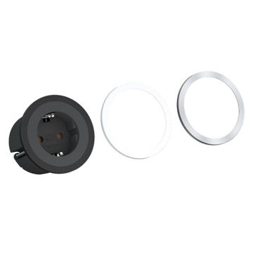 Bachmann PIX SHUKO stopcontact met sierring en 0,2 meter kabel - zwart/wit (926.000)