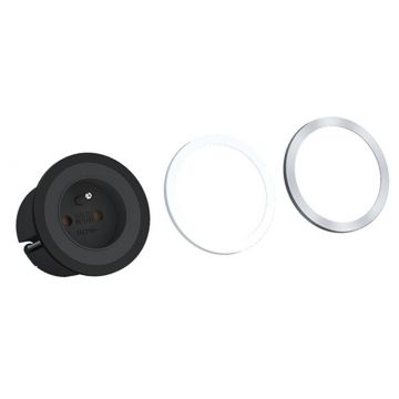 Bachmann PIX SHUKO stopcontact met sierring en 0,2 meter kabel - zwart/wit/inox (926.001)