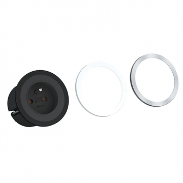 Bachmann PIX SHUKO stopcontact met sierring en 0,2 meter kabel - zwart/wit/inox (926.001)