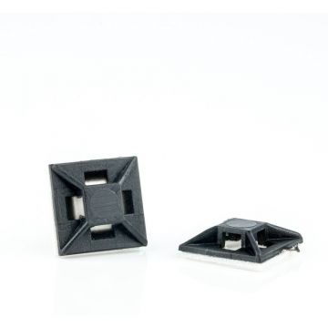 WKK plakzadel voor kunststof kabelbinder met zelfklevende strip 12,7mm - zwart per 100 stuks (11950071)