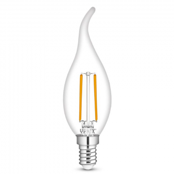 Yphix LEDlamp filament helder kaarslamp windstoot E14 2.5W 245lm warm wit 2700K dimbaar (50510615)