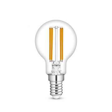 Yphix LEDlamp filament helder bol E14 4.5W 470lm warm wit 2700K dimbaar (50510612)