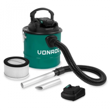 VONROC accu aszuiger met HEPA filter 12 liter VPOWER 20V - met 2Ah accu en snellader (S_VC507DC)