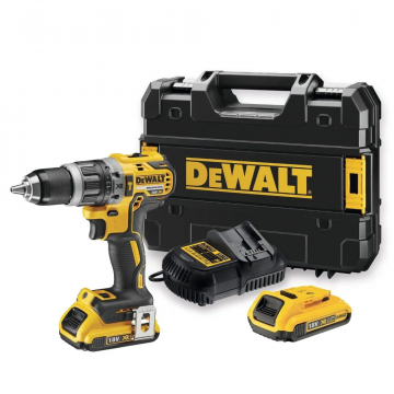 DeWALT accu klop en schroefboormachine 18V XR 2x2.0Ah en multilader in TSTAK koffer (DCD796D2-QW)