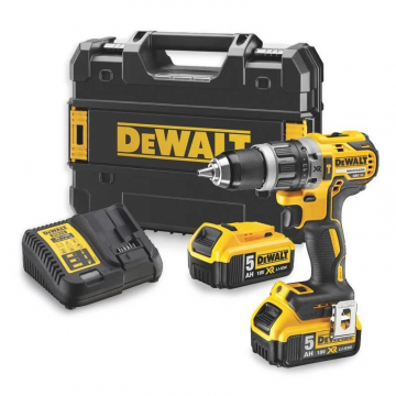 DeWALT accu klop en schroefboormachine 18V XR 2x5.0Ah en multilader in TSTAK koffer (DCD796P2-QW)