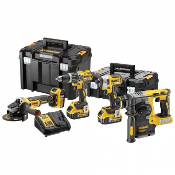 DeWALT accu combiset 4-delig DCD796+DCF887+DCH273+DCG405 18V XR 3x5.0Ah en multilader in TSTAK (DCK422P3T-QW)