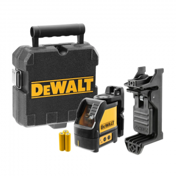 DeWALT kruislijnlaser 2 stralen rood 15 meter AA met beugel (DW088K-XJ)