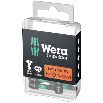 Wera bit impact torx TX20 25mm 1/4" - set van 10 stuks (05057624001)