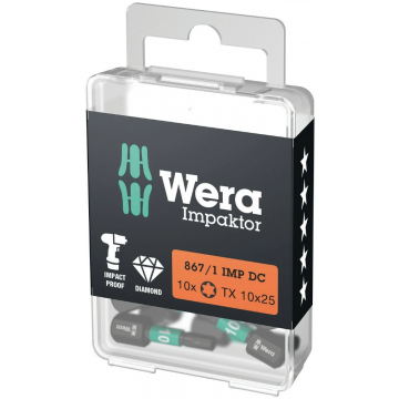 Wera bit impact torx TX10 25mm 1/4" - set van 10 stuks (05057628001)